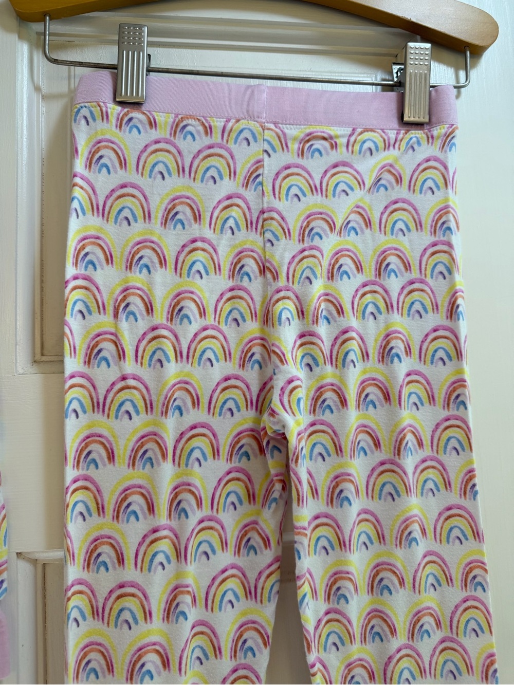 Little Sleepies Girls Rainbow Print Pajama Set - Pink, Yellow, Blue - Picture 6 of 7
